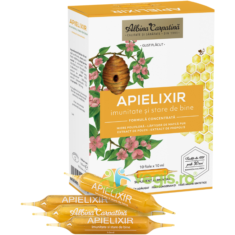 Oferte la Apielixir Imunitate si Stare de Bine cu Miere, Laptisor de Matca, Polen si Propolis 10 fiole x 10ml