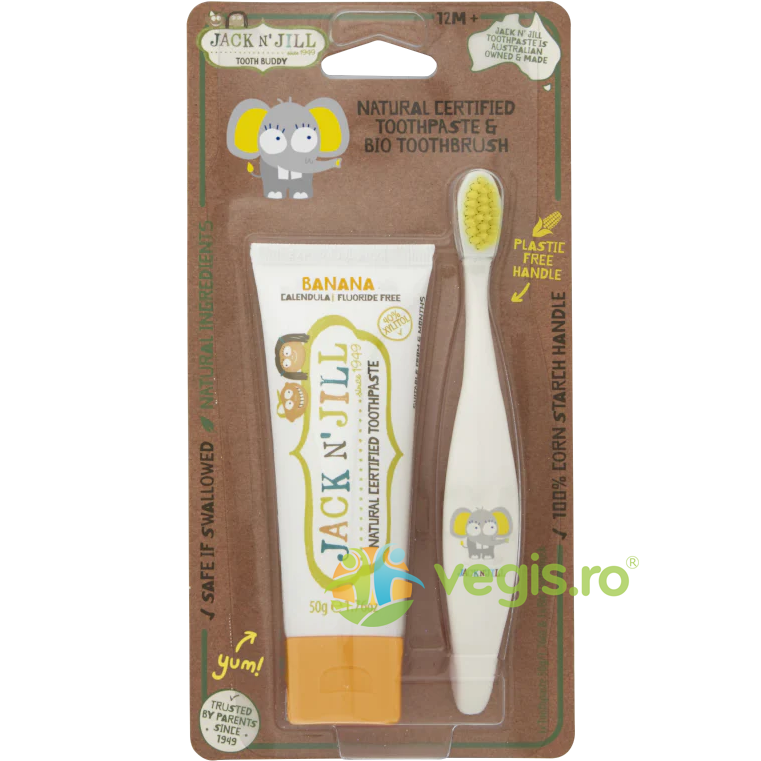 Oferte la Pachet Pasta de Dinti cu Banane 50g + Periuta Ellie pentru Copii