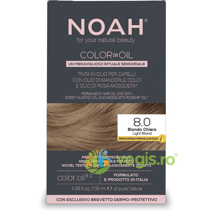 Oferte la Vopsea de Par Permanenta pe Baza de Ulei 8.0 Blond Deschis (Light Blond) fara Amoniac 135ml