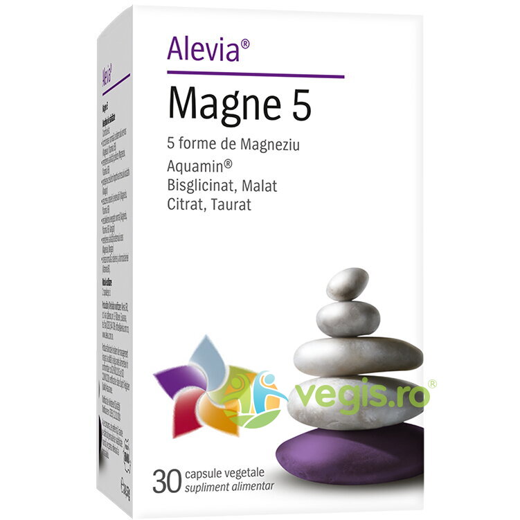 Oferte la Magne 5 (Magneziu Aquamin, Bisglicinat, Malat, Citrat, Taurat) 30cps vegetale