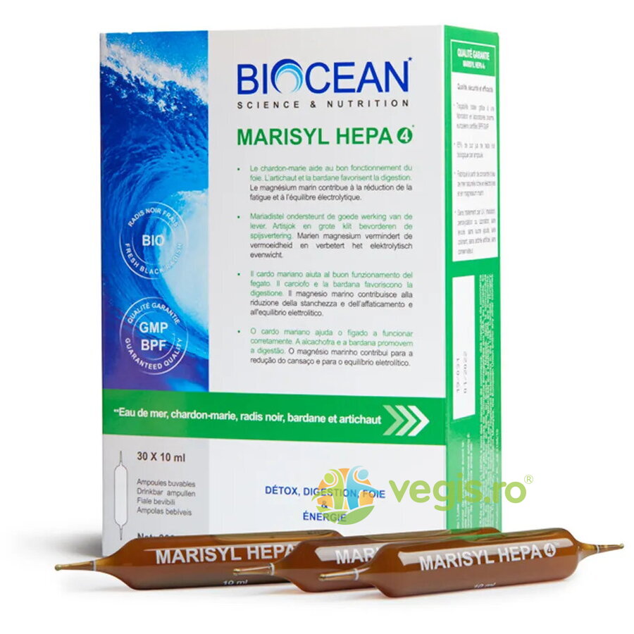 Oferte la Marisyl Hepa 4® - Plasma Marina cu Plante Medicinale - Detoxifiere Ficat, Digestie, Plus de Energie 30x10ml
