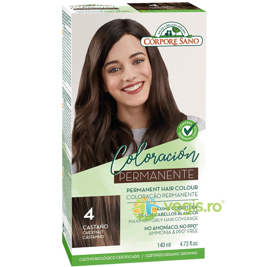 Oferte la Vopsea de Par Permanenta fara Amoniac 4 - Castaniu 140ml