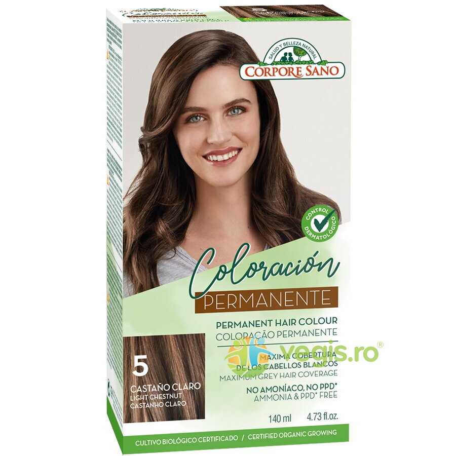 Oferte la Vopsea de Par Permanenta fara Amoniac 5 - Castaniu Deschis 140ml