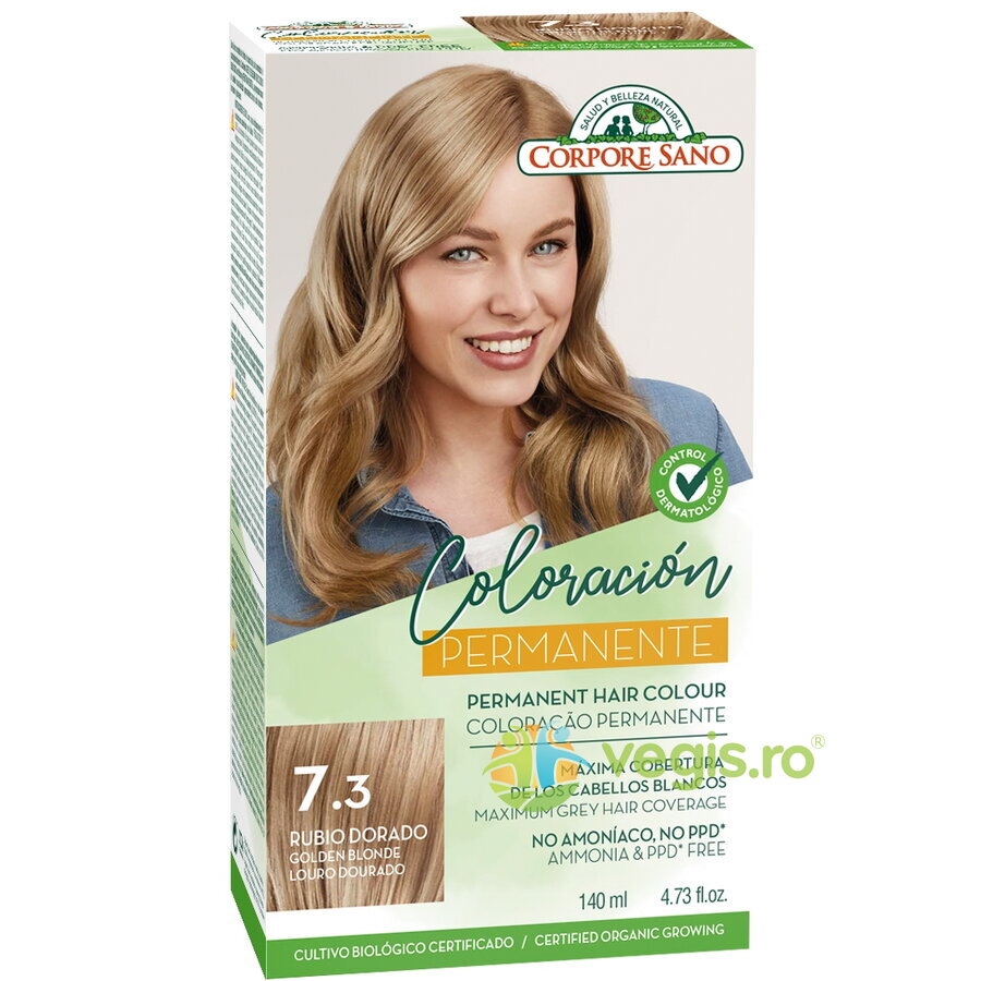 Oferte la Vopsea de Par Permanenta fara Amoniac 7.3 - Blond Auriu 140ml