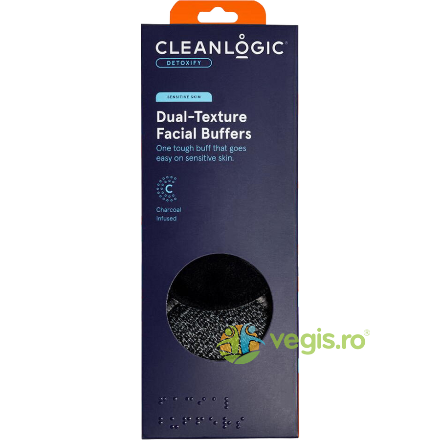 Oferte la Bureti Reutilizabili pentru Curatarea Tenului Sensibil, cu Doua Texturi, Infuzati cu Carbune Bath & Body 3buc