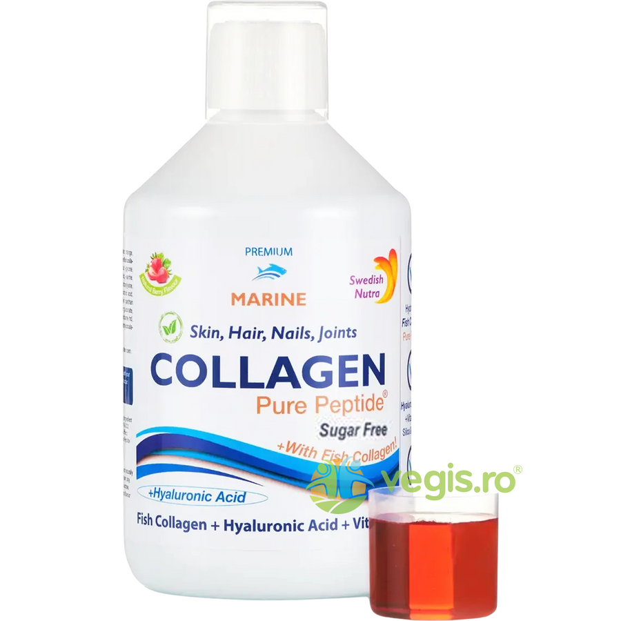 Oferte la Colagen Marin Lichid Hidrolizat 10.000 mg + Acid Hialuronic 50 mg, Biotina 5000 mcg, Cupru, Siliciu, Vitamina C, B5, B6 si B12 500ml
