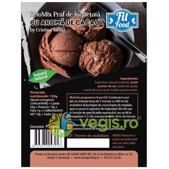Oferte la KetoMix Praf pentru Inghetata cu Cacao Indulcita cu Eritritol 120g