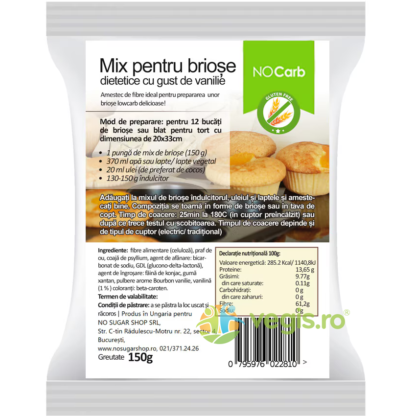Oferte la Mix pentru Briose Dietetice cu Gust de Vanilie fara Gluten 150g