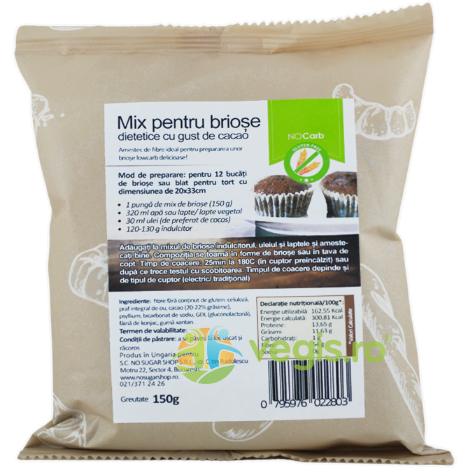 Oferte la Mix pentru Briose Dietetice cu Gust de Cacao fara Gluten 150g
