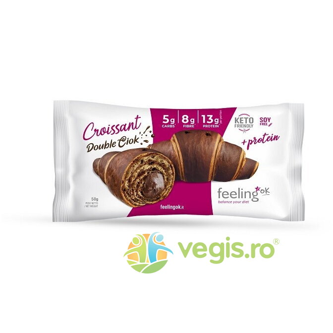 Oferte la Croissant Proteic Dublu Ciocolata Low-Carb, fara Zahar Adaugat 50g