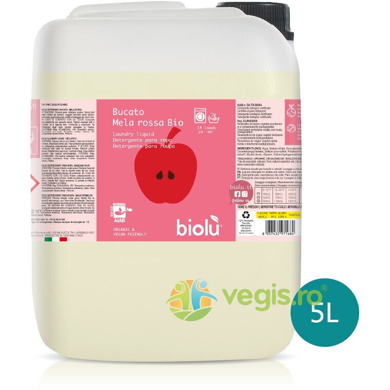 Oferte la Detergent Lichid pentru Rufe Albe si Colorate cu Mere Rosii Bio 5L