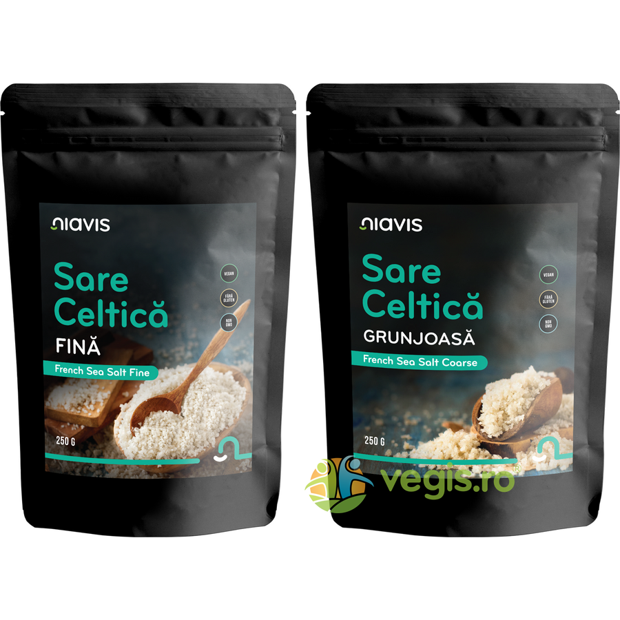 Oferte la Pachet Sare Celtica Fina 250g + Sare Celtica Grunjoasa 250g