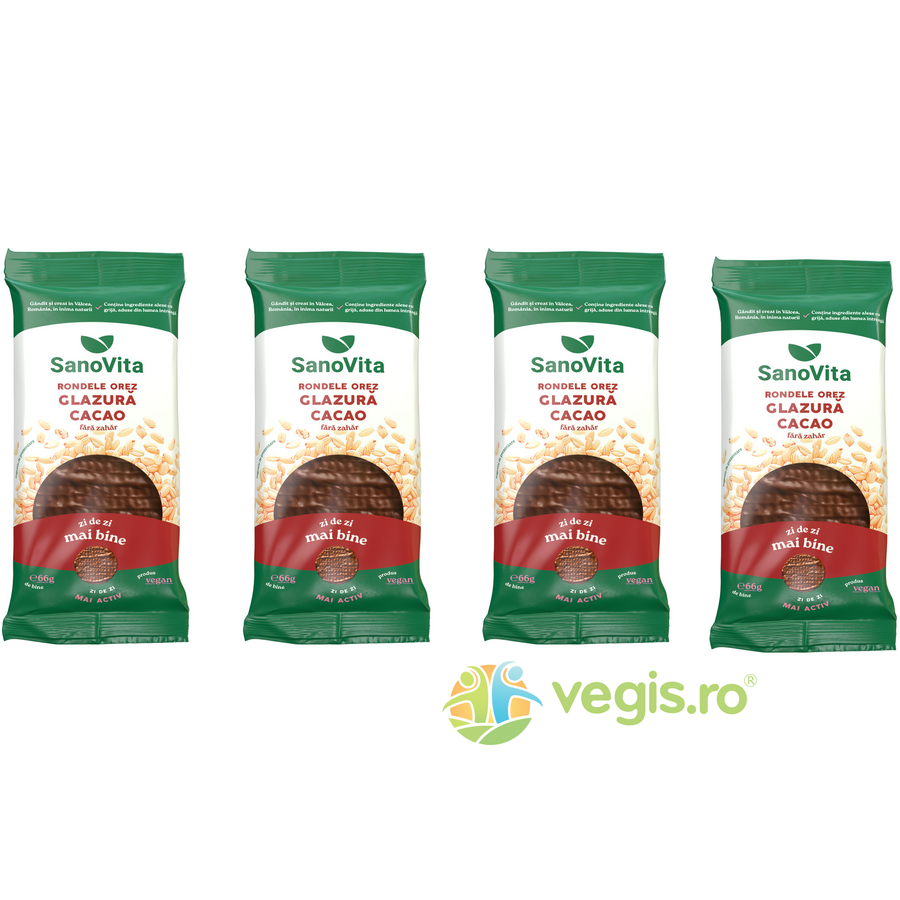 Oferte la Pachet Rondele din Orez cu Glazura de Cacao fara Zahar 4x66g