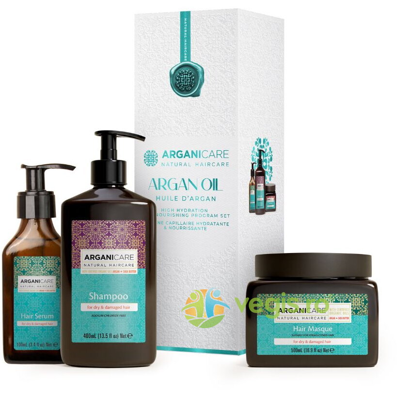 Set Trio pentru Hidratare Intensa si Hranirea Parului cu Ulei de Argan 400ml + 500ml + 100ml