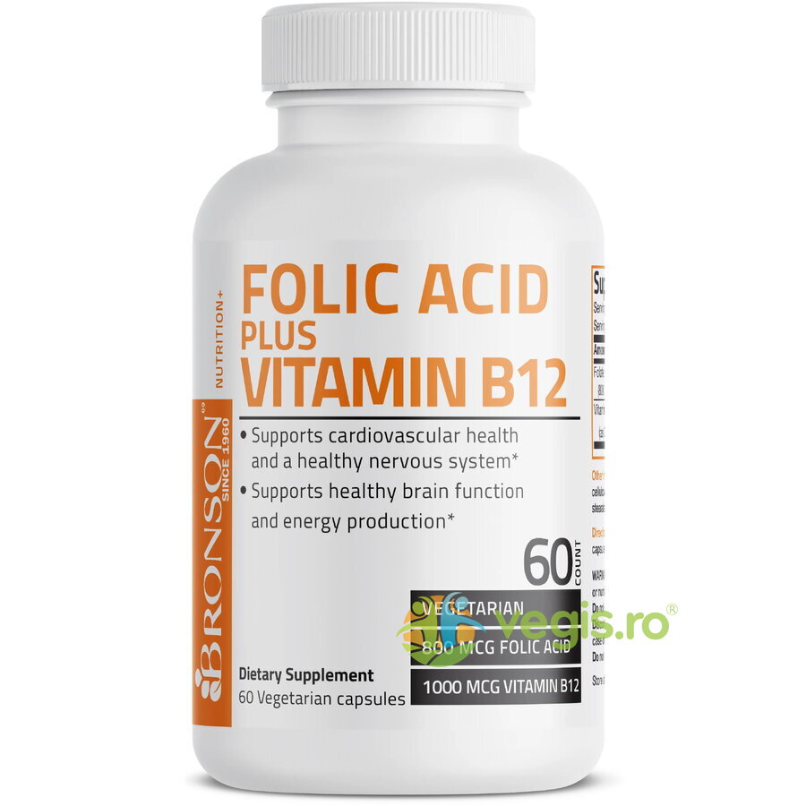 Oferte la Acid Folic 800mcg + Vitamina B12 1000mcg 60cps