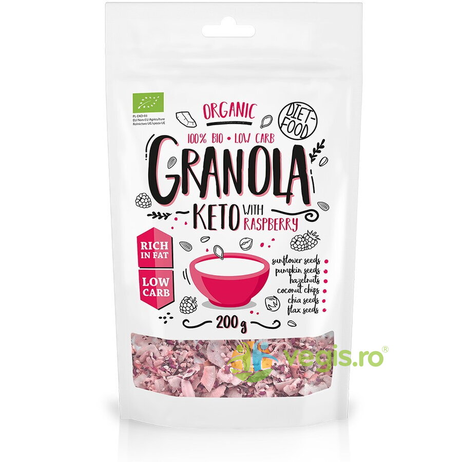 Oferte la Granola Keto cu Zmeura Ecologica/Bio 200g