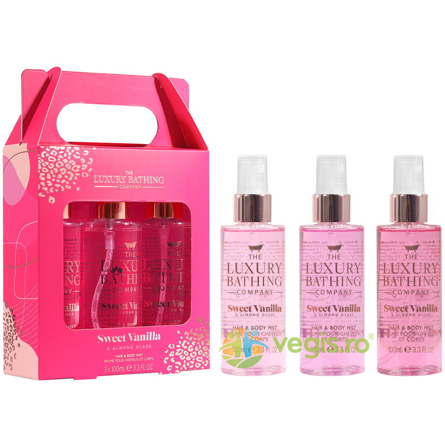 Oferte la Set Cadou Tempting Trio Spray Parfumat pentru Par si Corp Sweet Vanilla, Almond Glaze 3 x 100ml