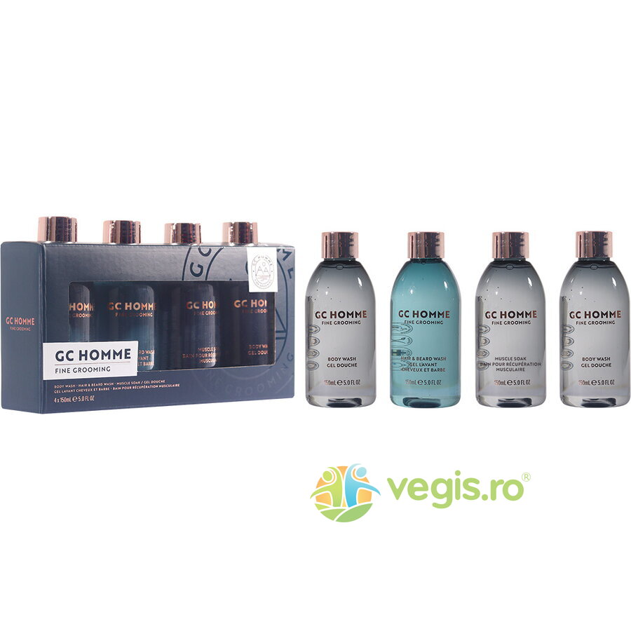 Oferte la Set Cadou pentru Barbati Bathing Line Up Fine Grooming (Gel de Dus, Sampon pentru Par si Barba, Spuma de Baie pentru Relaxarea Muschilor)