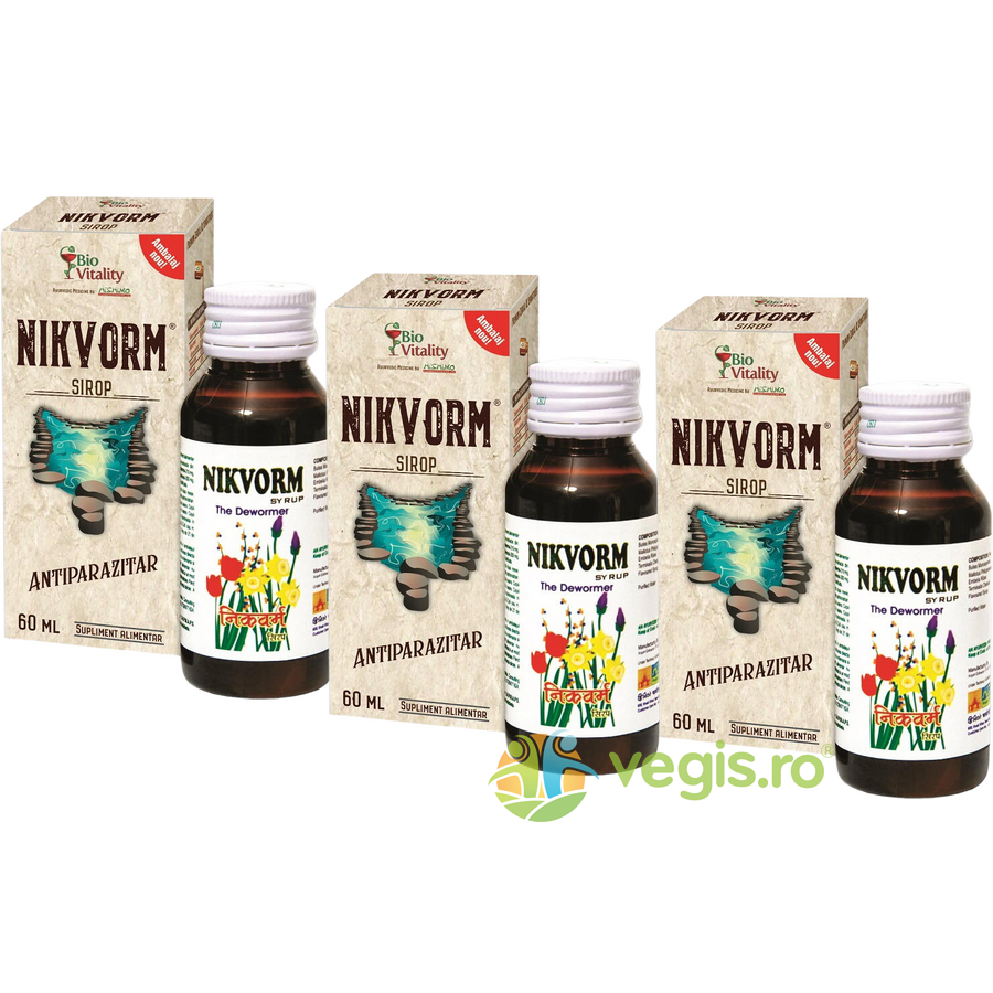 Oferte la Pachet Nikvorm - Sirop pentru Eliminarea Parazitilor Intestinali 3x60ml