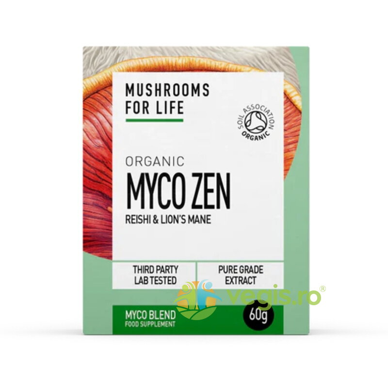 Oferte la Pulbere Myco Zen Reishi si Lions Mane 1000mg Pure Grade Extracts Ecologica/Bio 60g