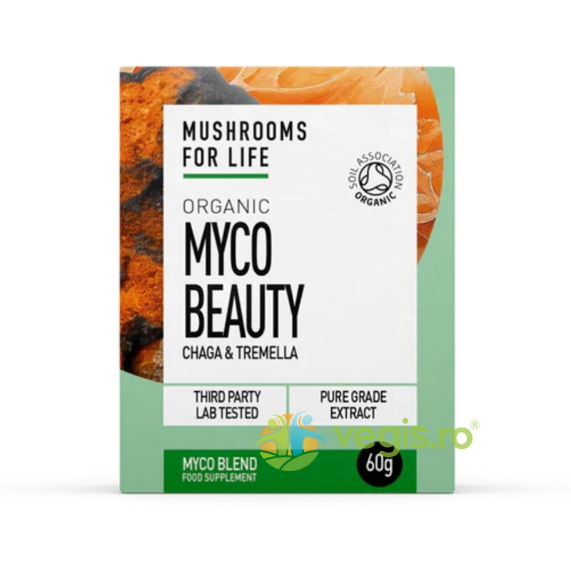 Oferte la Pulbere Myco Beauty Chaga si Tremella 1000mg Pure Grade Extracts Ecologica/Bio 60g