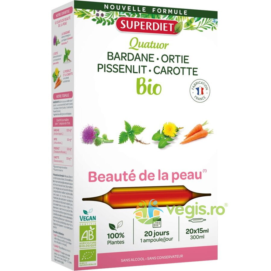 Oferte la Fiole pentru Sanatatea Pielii din 4 Plante Ecologice/Bio 20x15ml
