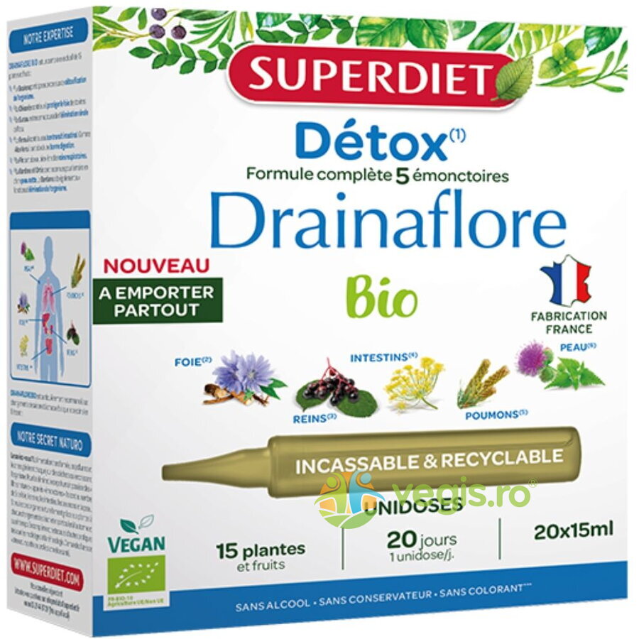 Oferte la Drainaflore Detoxifiere Ecologic/Bio 20 fiole reciclabile x 15ml