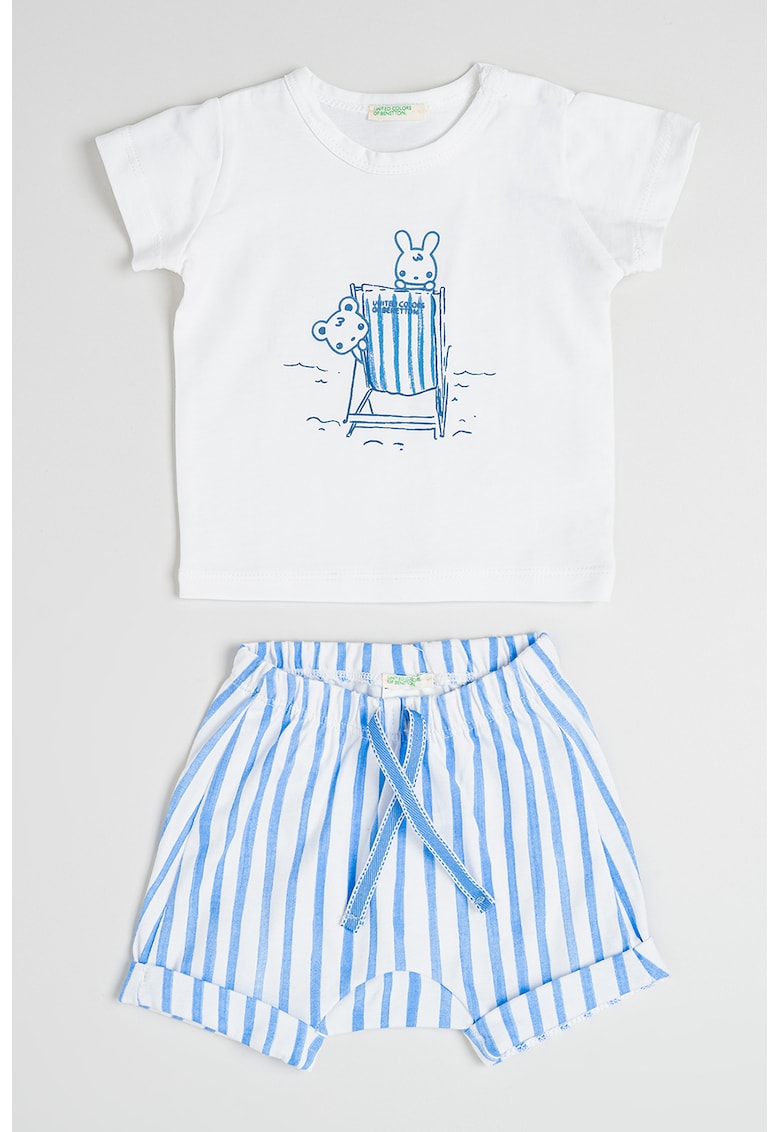 Oferte la Set de tricou si pantaloni scurti - Alb/Albastru