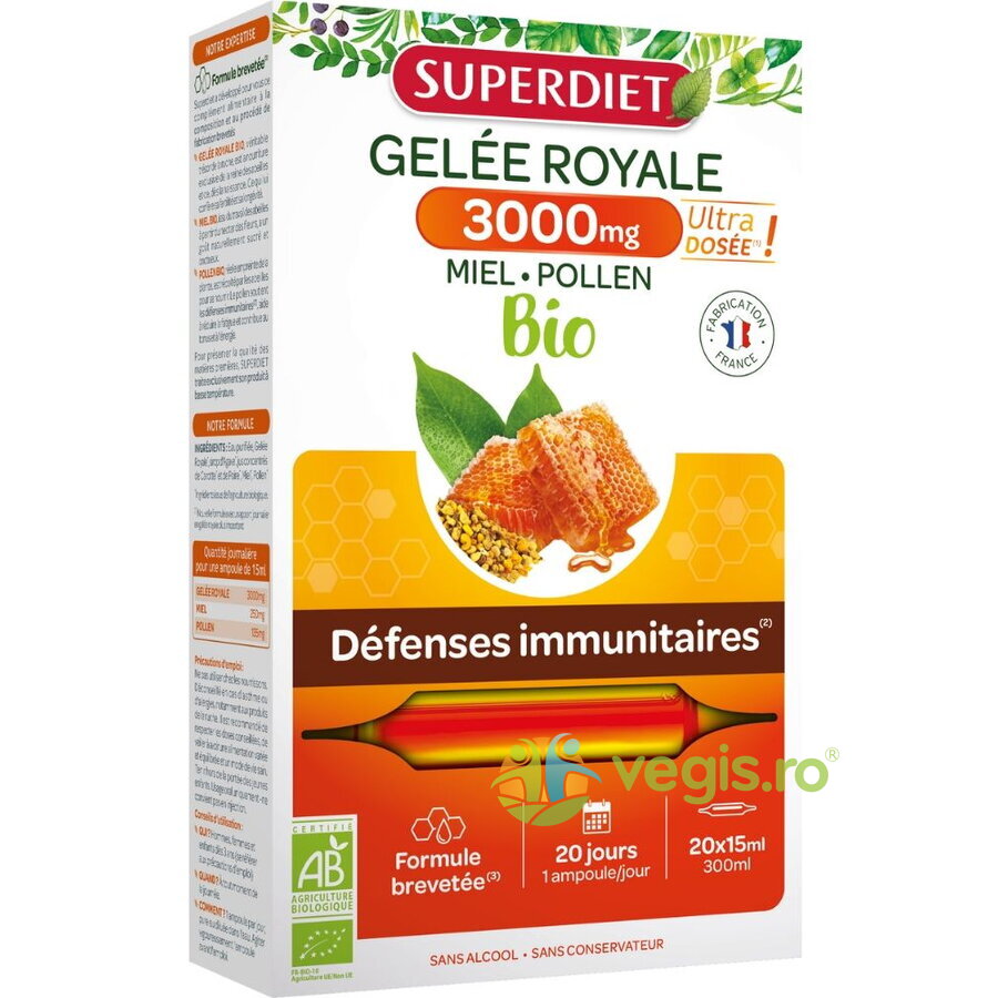 Oferte la Fiole cu Laptisor de Matca (Gelee Royale) 3000mg Ecologice/Bio 20x15ml