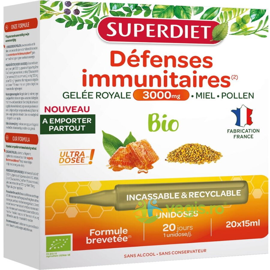 Oferte la Fiole cu Laptisor de Matca (Gelee Royale) 3000mg Ecologice/Bio 20 fiole reciclabile x15ml
