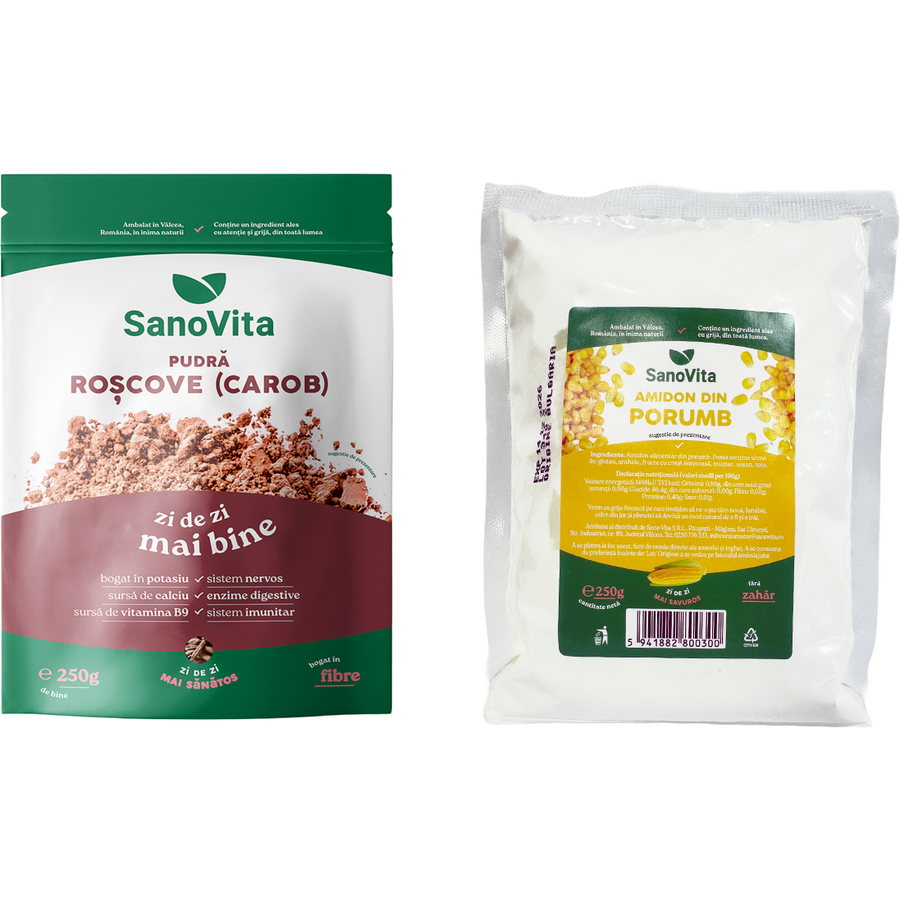 Oferte la Pachet Pudra de Roscove (Karob) 250g + Amidon din Porumb 250g