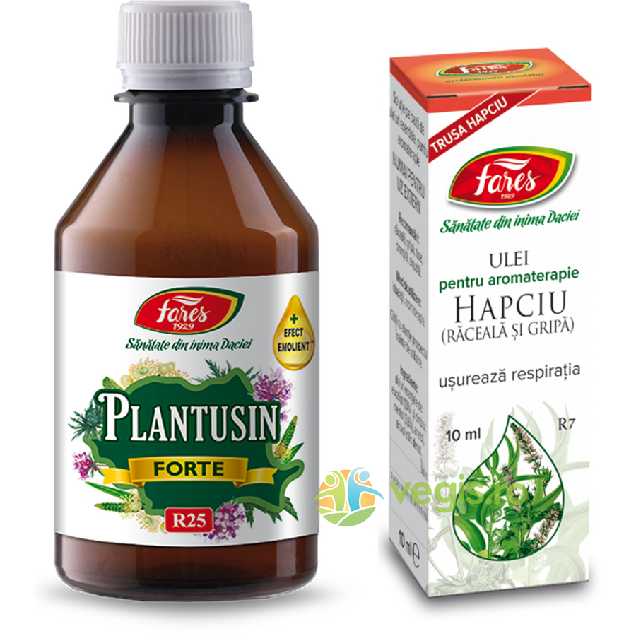 Oferte la Pachet Sirop Plantusin Forte (R25) 250ml + Ulei Esential Aromaterapie Hapciu (Raceala si Gripa (R7) 10ml