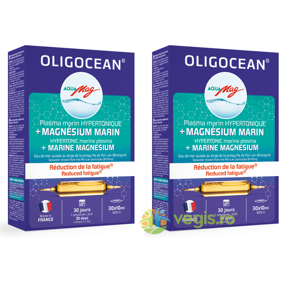 Oferte la Pachet Magneziu Marin Hipertonic AquaMag Oligocean 30 fiole x10ml + 30 fiole x10ml, Laboratoires Super Diet