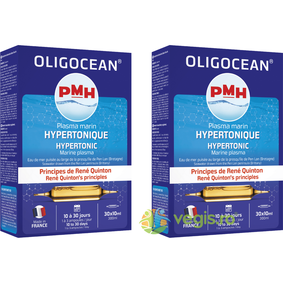 Oferte la Pachet Plasma Marina Hipertonic Oligocean – Metoda Rene Quinton 30 fiole x10ml + 30 fiole x10ml, Laboratoires Super Diet