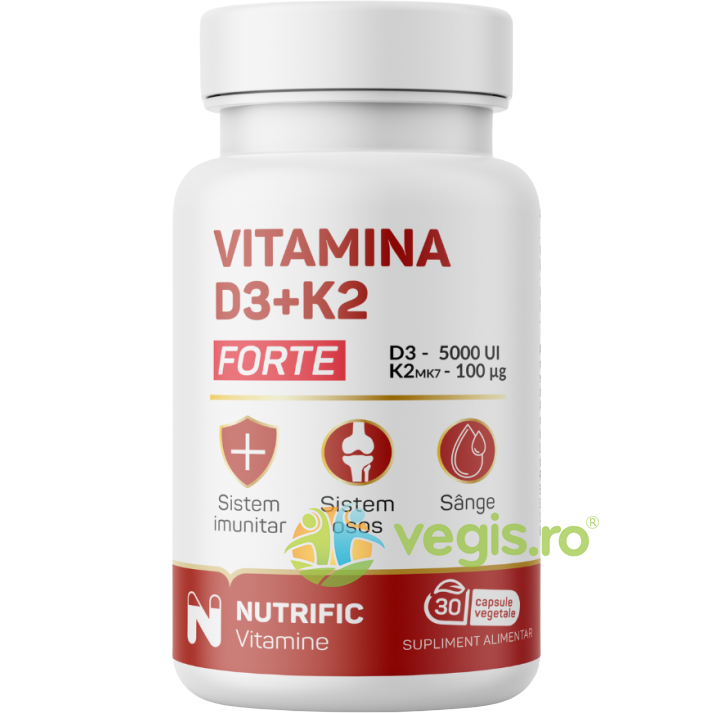 Oferte la Vitamina D3 5000UI + K2 100mcg Forte 30cps vegetale