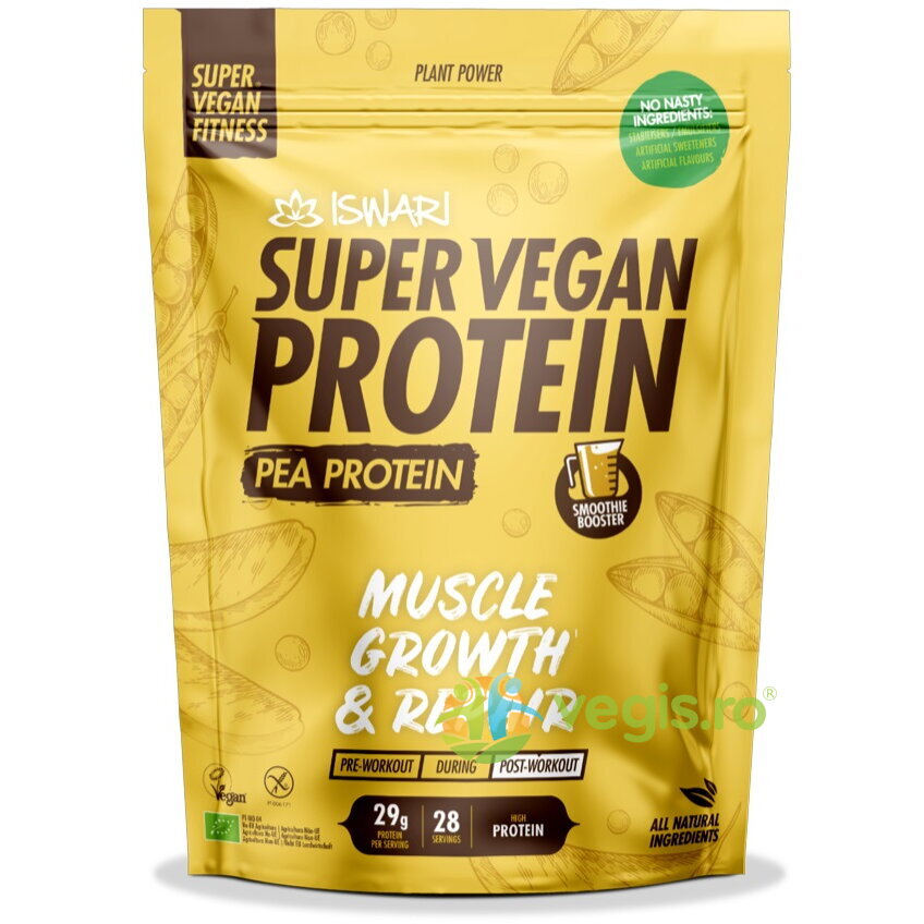 Oferte la Proteina Super Vegan Potrivita dupa Efort din Mazare (Format Mediu) fara Gluten Ecologica/Bio 1kg