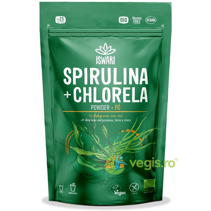 Oferte la Pulbere de Spirulina si Chlorella fara Gluten Ecologica/Bio 125g