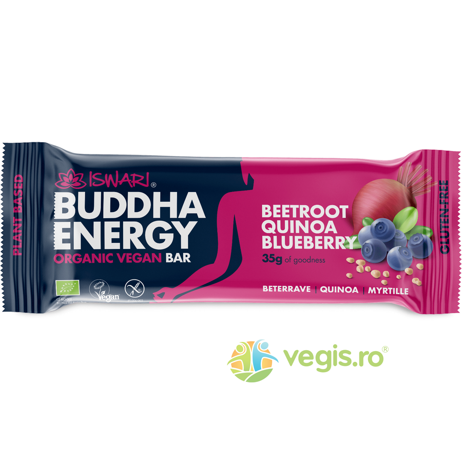 Oferte la Baton Energizant cu Sfecla Rosie, Quinoa si Afine fara Gluten Ecologic/Bio 35g
