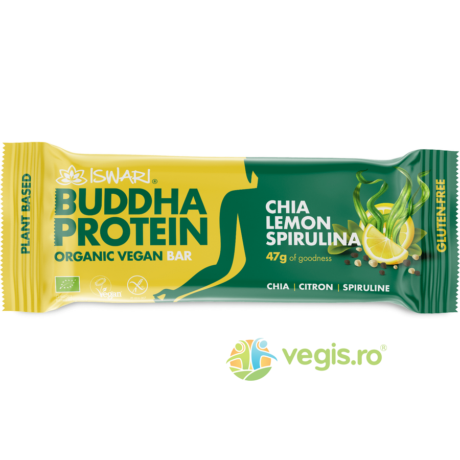 Oferte la Baton Proteic cu Lamaie, Chia si Spirulina fara Gluten Ecologic/Bio 47g