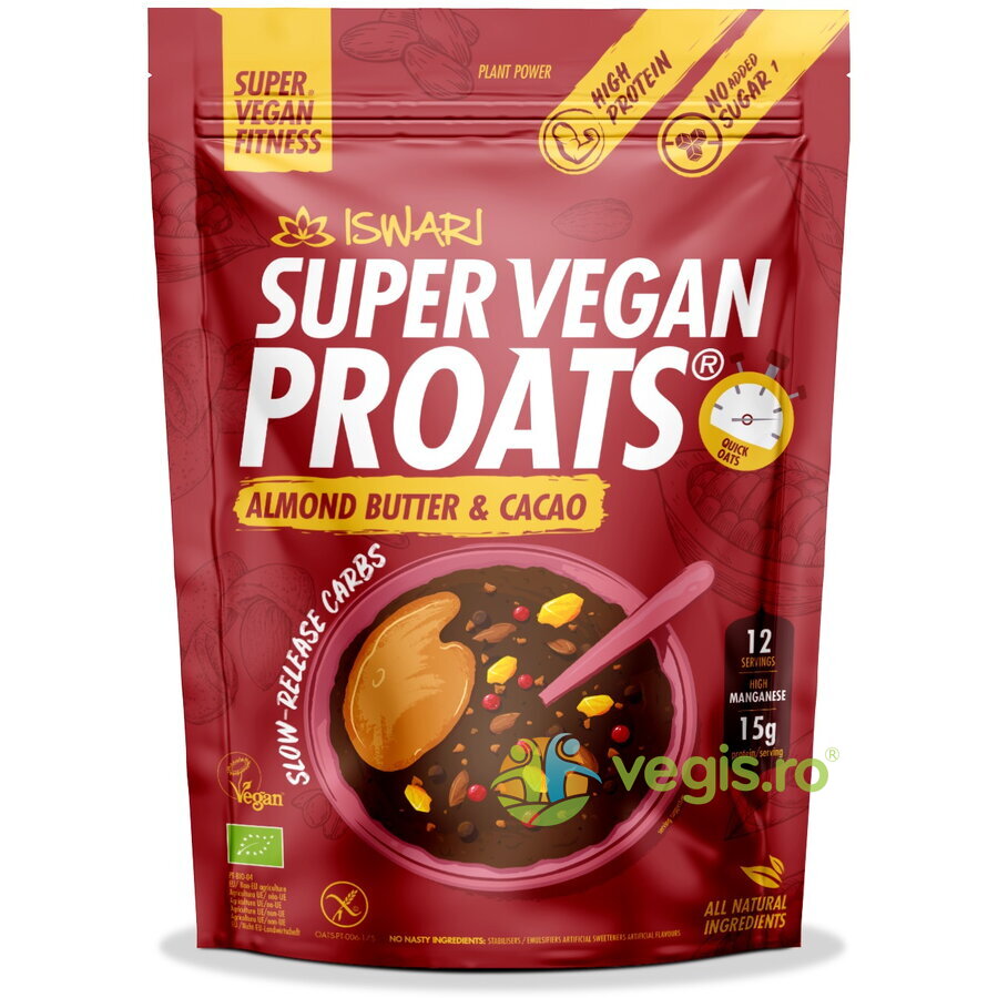 Oferte la Proats Super Vegan cu Cacao si Crema de Migdale fara Gluten Ecologic/Bio 750g