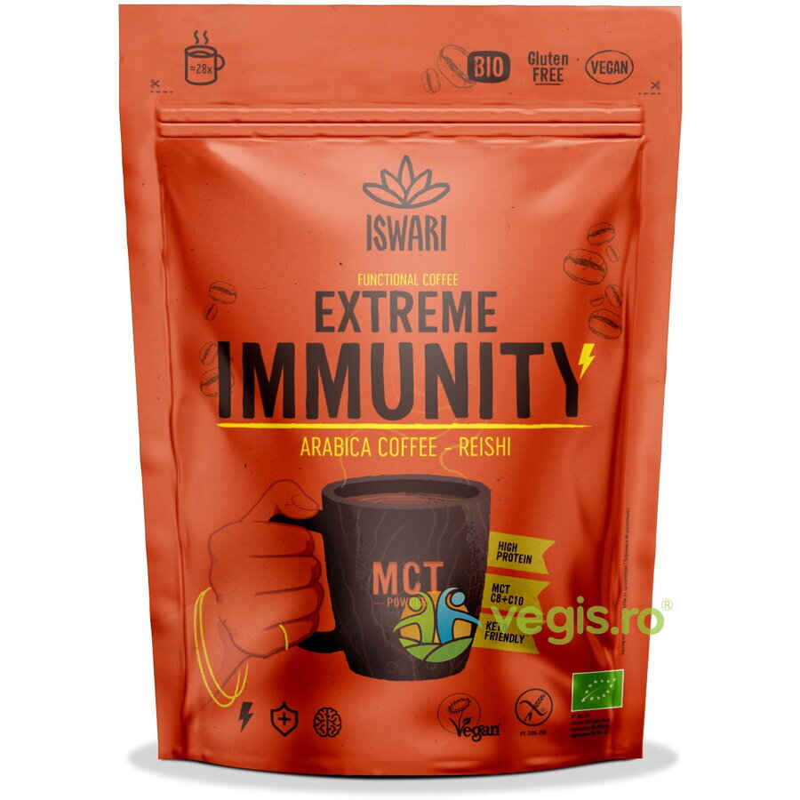 Oferte la Cafea Arabica cu MCT, Cacao si Reishi fara Gluten Extreme Immunity Ecologica/Bio 200g