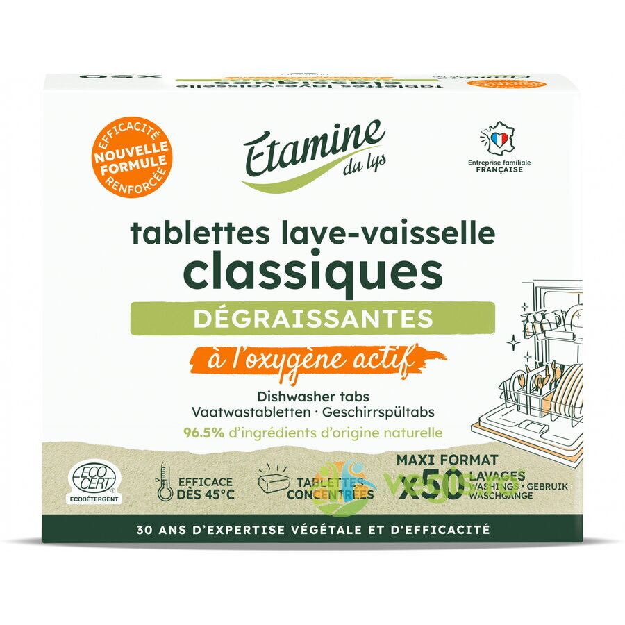 Oferte la Tablete Clasice Eco pentru Masina de Spalat Vase cu Oxigen Activ fara Parfum 50buc