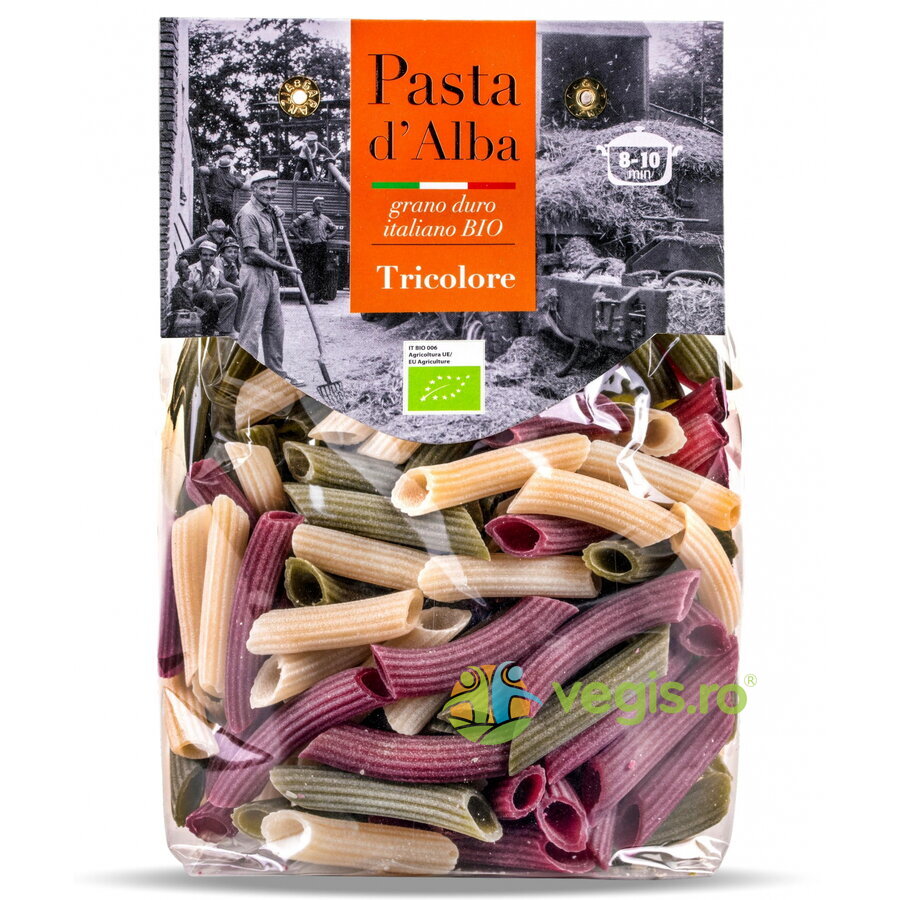 Oferte la Paste Tricolore Penne din Grau Dur, Spanac si Sfecla Rosie Ecologice/Bio 250g