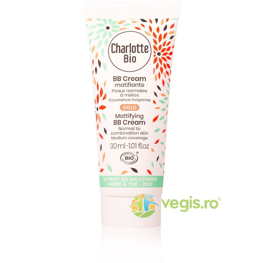 Oferte la BB Cream Matifiant Gold pentru Piele Normala si Mixta cu Extract de Tea Tree si Zinc Bio 30ml
