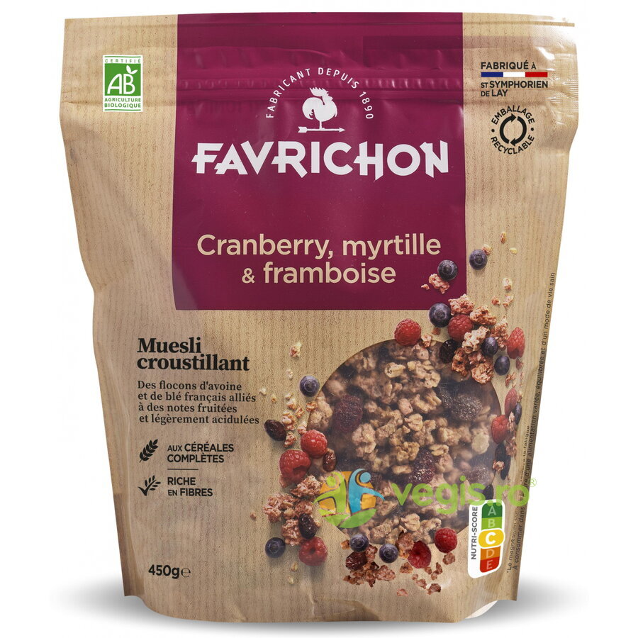 Oferte la Musli Crocant cu Merisor, Afine si Zmeura Ecologic/Bio 450g