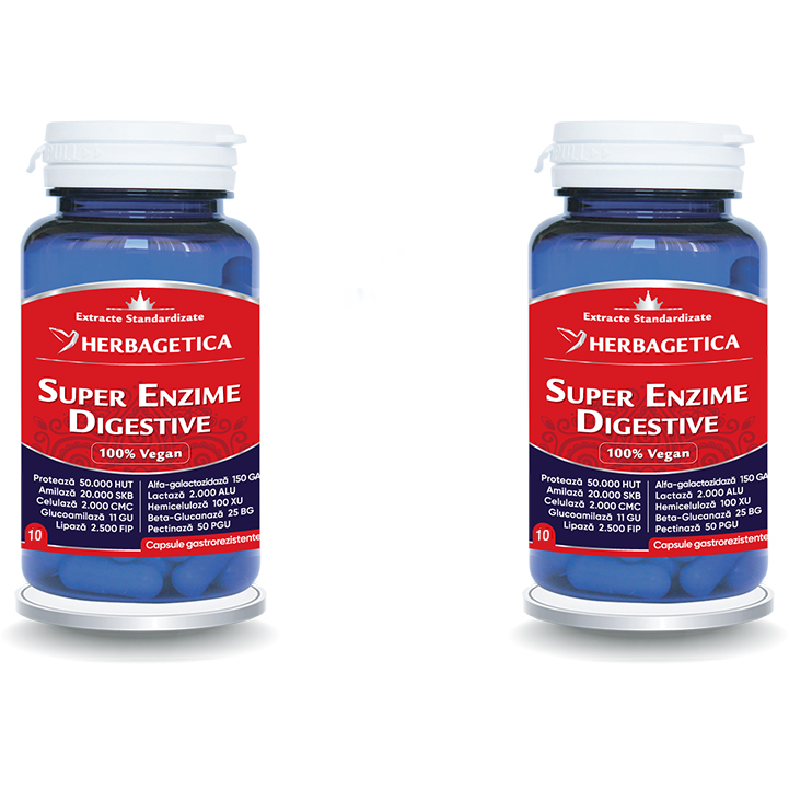 Oferte la Pachet Super Enzime Digestive 10cps + 10cps (50% reducere la al doilea produs)
