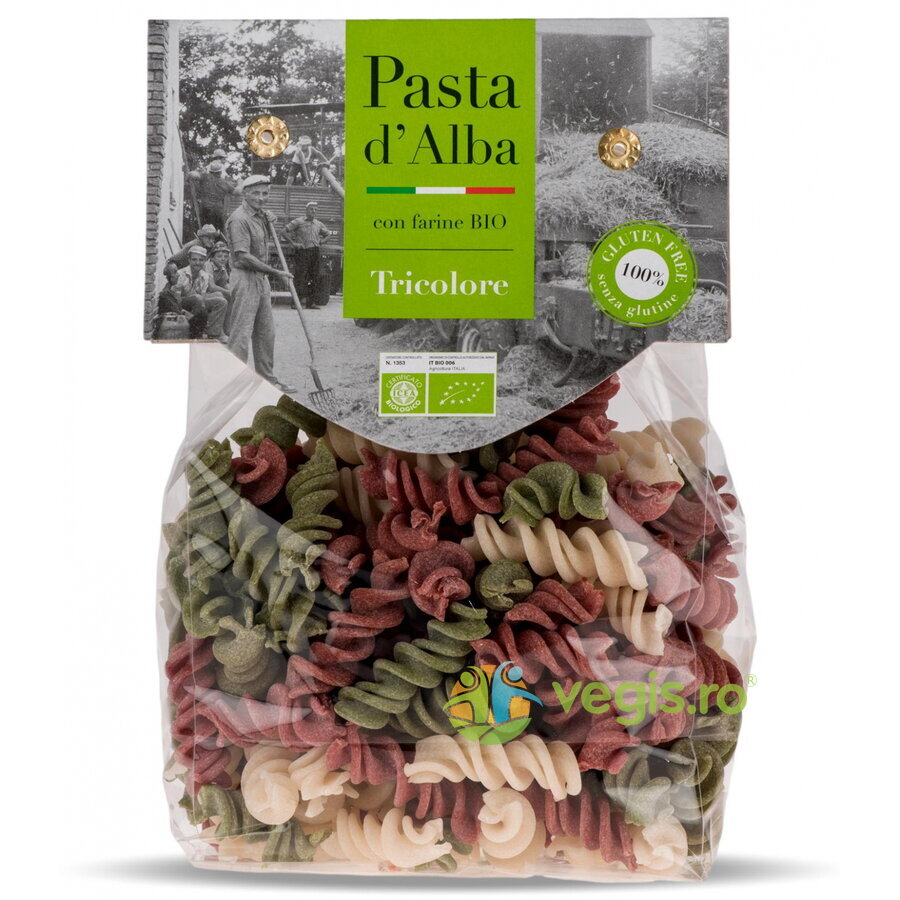 Oferte la Paste Tricolore Fusilli din Orez, Spanac si Sfecla Rosie Ecologice/Bio 250g