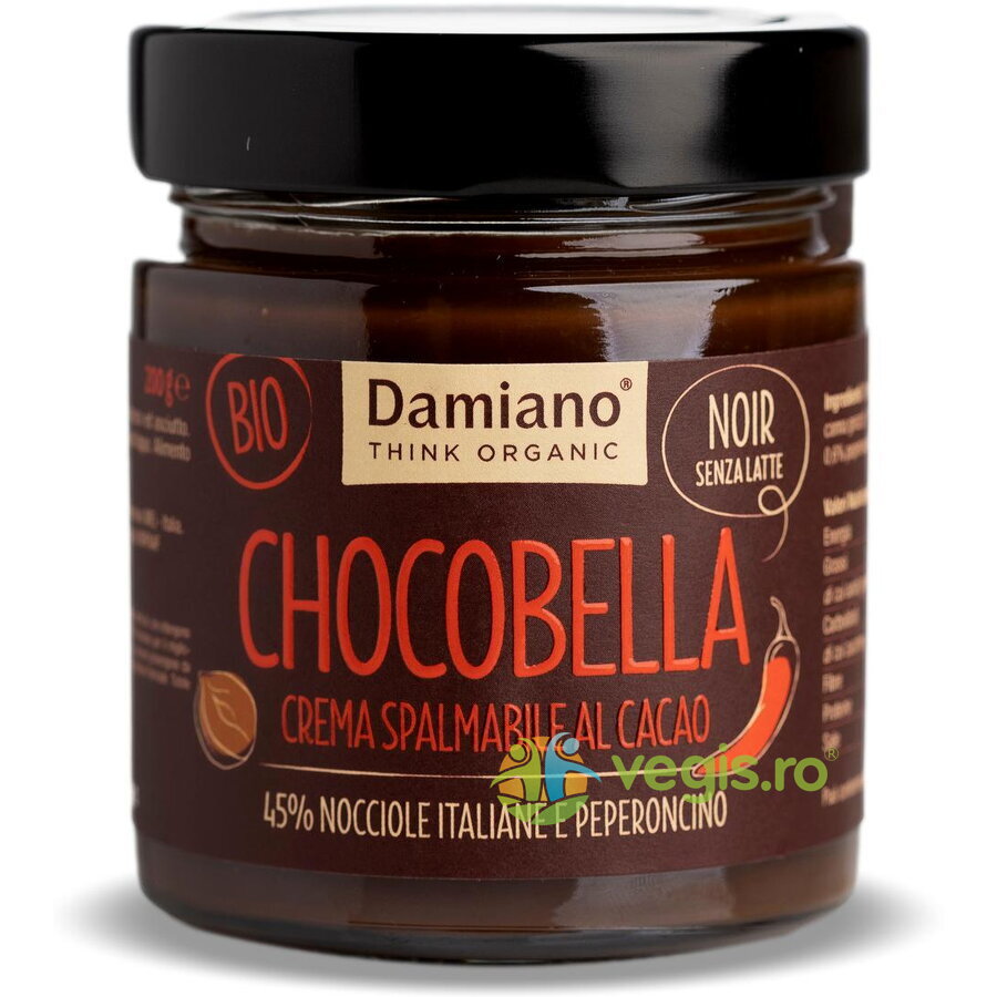 Oferte la Crema de Ciocolata Neagra cu Chili si 45% Alune de Padure Ecologica/Bio 200g