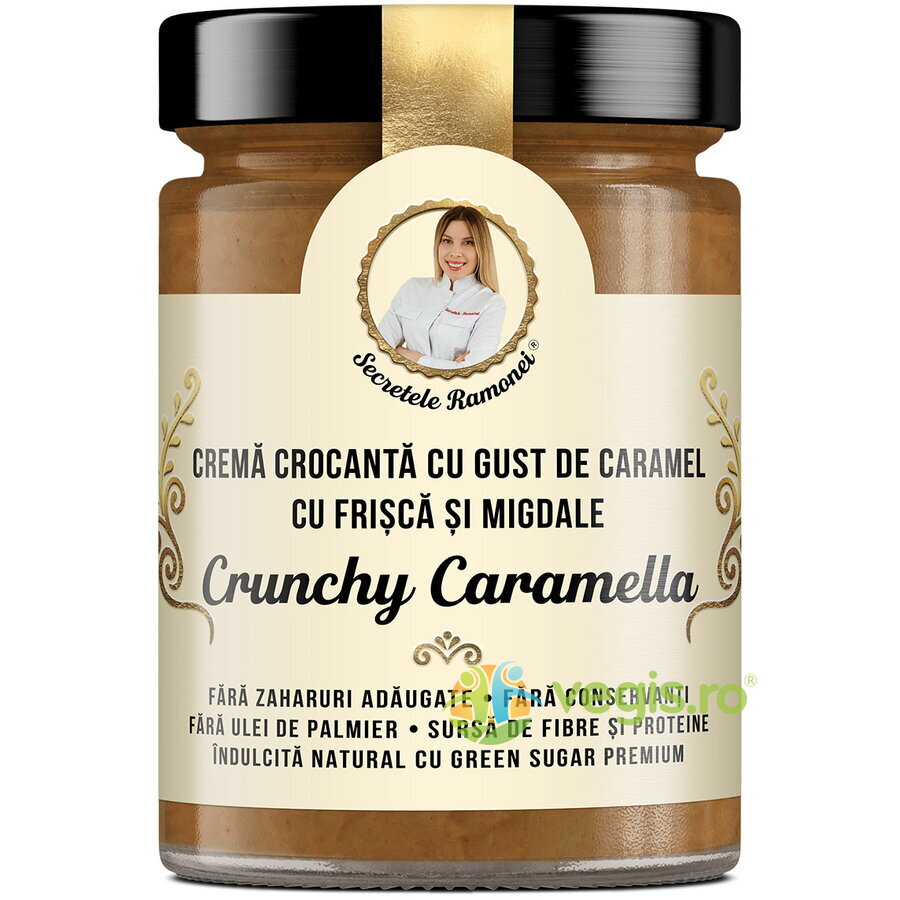 Oferte la Crunchy Caramella Crema Crocanta cu Gust de Caramel cu Frisca si Migdale Secretele Ramonei 350g
