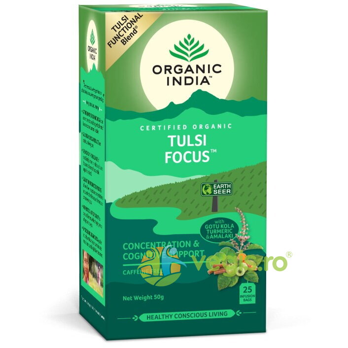 Oferte la Ceai Tulsi Focus (Amestec Concentrare si Sprijin Cognitiv) Ecologic/Bio 25dz